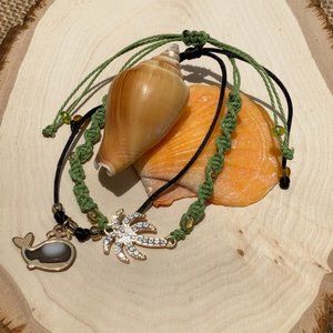 Whale & Coconut Tree sea braided Bracelet set